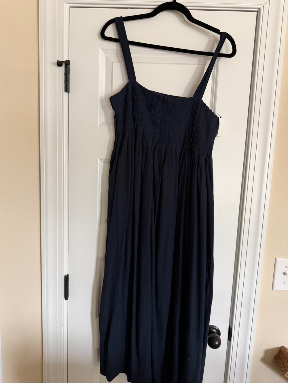 Banana Republic Navy Smocked Strap Midi Dress